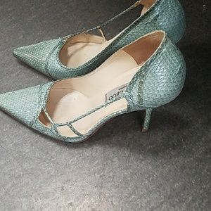 Jimmy choo snake skin aqua pumps